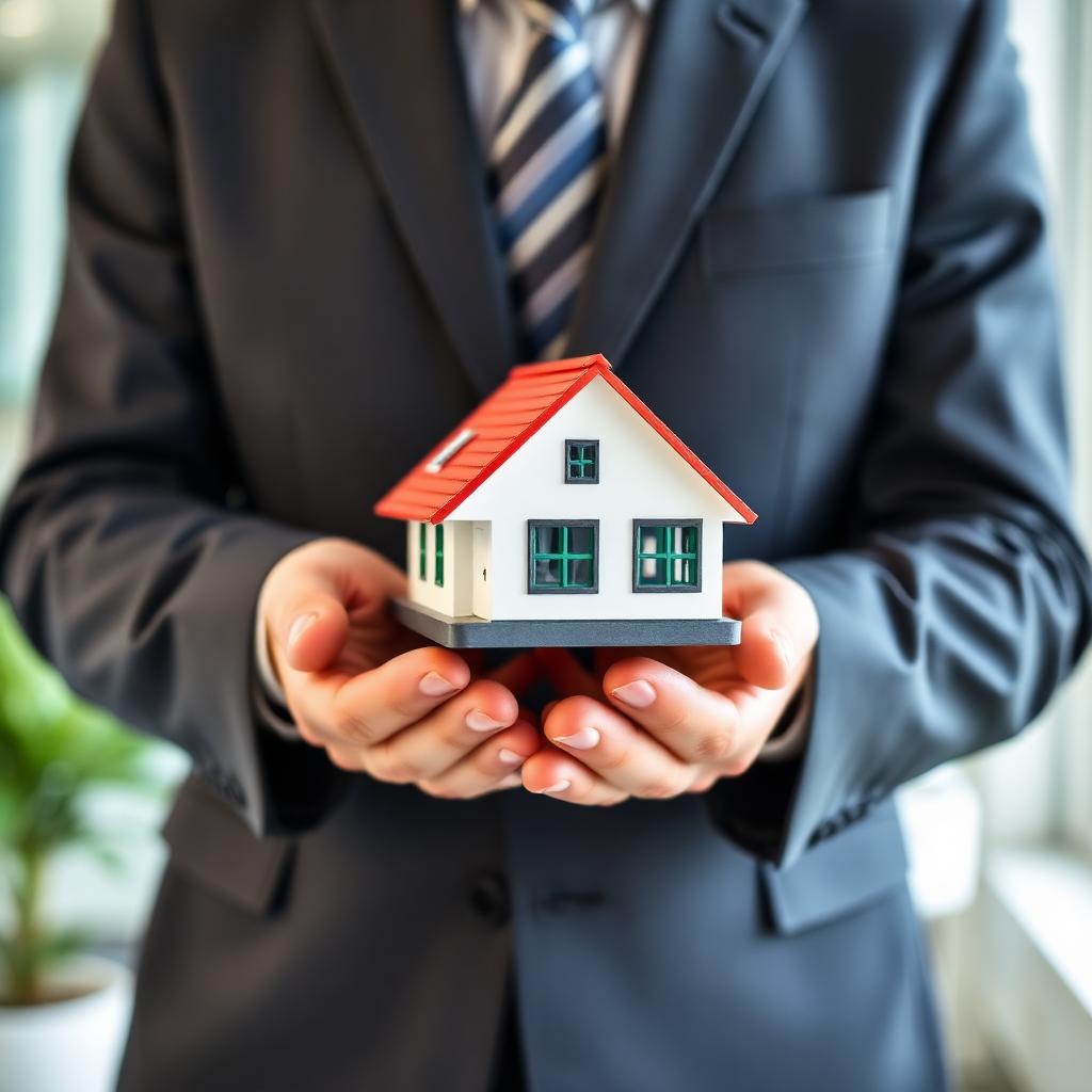 Agent holding small house model